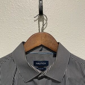 Nautica Men's Black & White Mini Gingham Button-Down Shirt